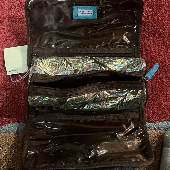 NWT STEPHANIE JOHNSON Brown Faux Fur Roll Up Cosmetic Make Up Bag - Picture 3 of 4